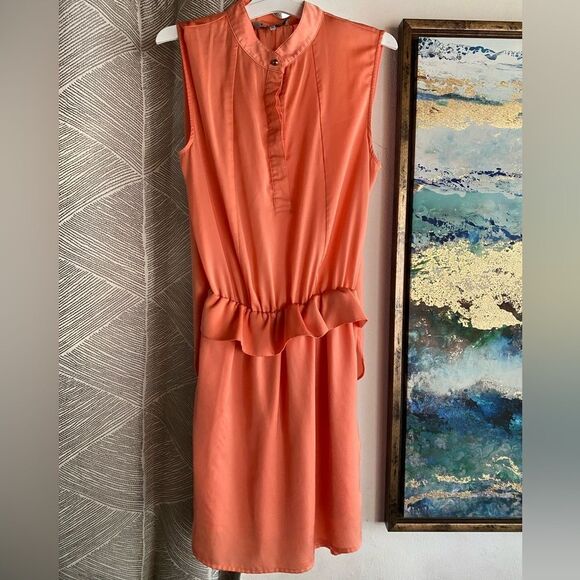Chloe Vintage Y2K Orange 100% Silk  Peplum Dress Size Medium Open Back Lined - Picture 1 of 14